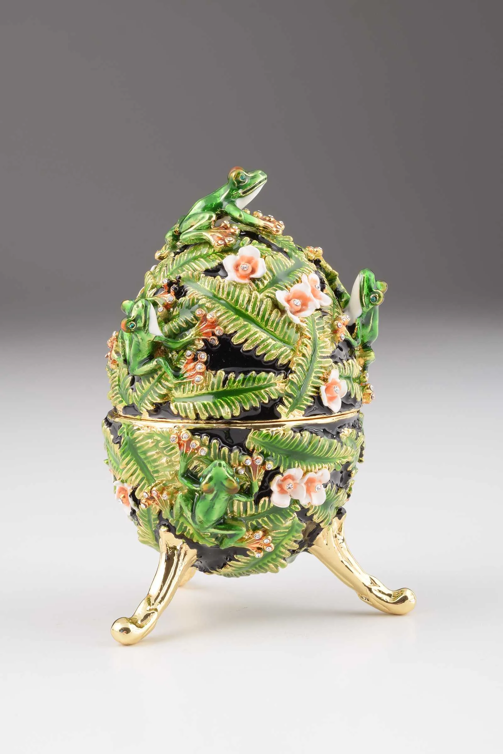 Green Faberge Egg with Frogs