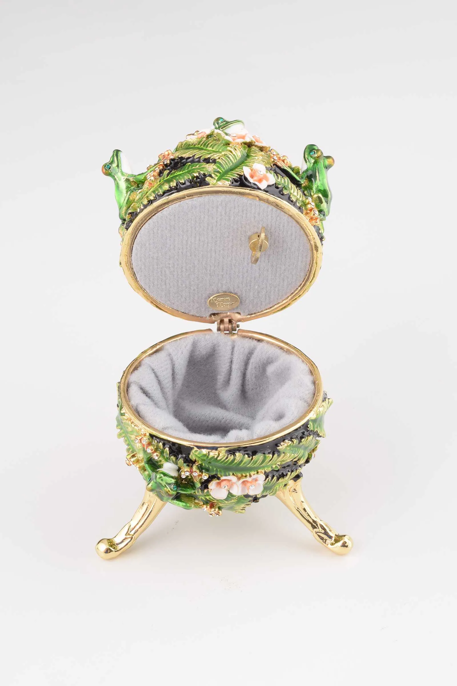 Green Faberge Egg with Frogs