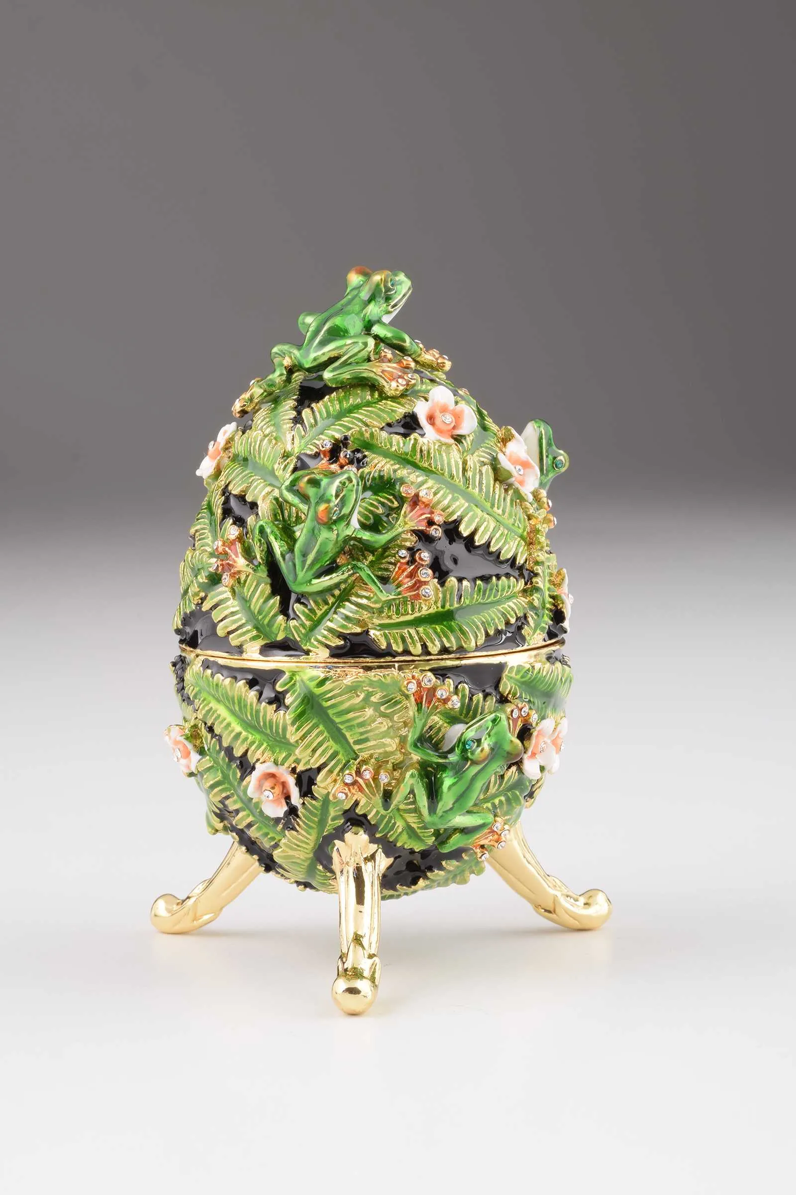 Green Faberge Egg with Frogs