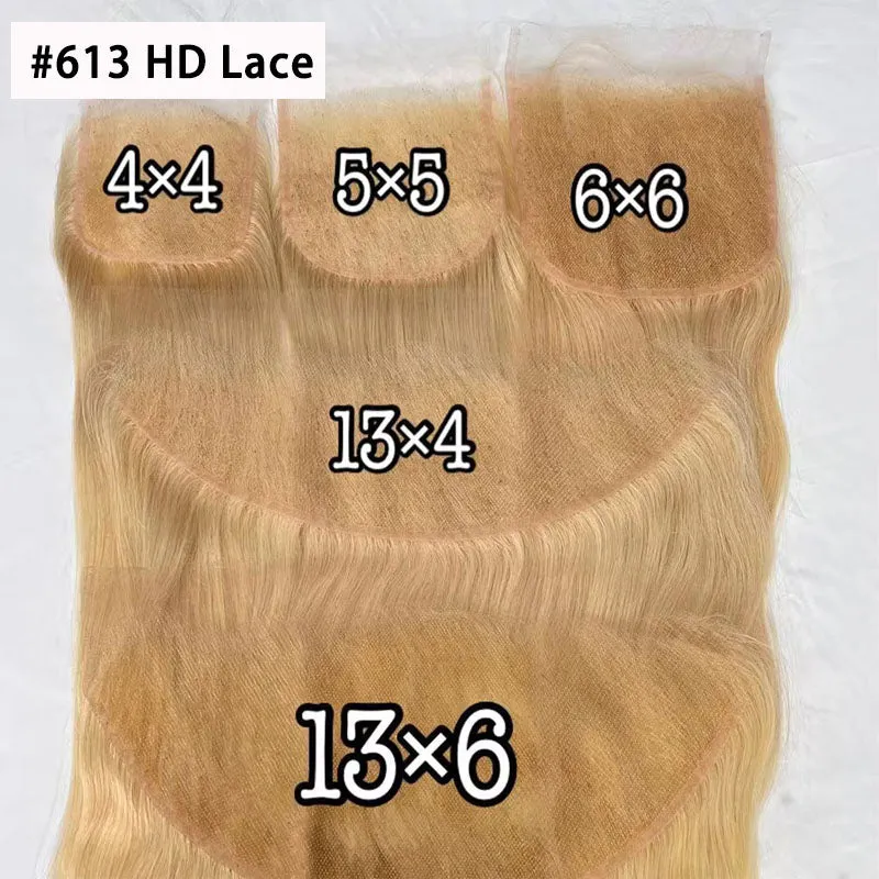 HD Lace #613 Blonde 4x4 5x5 6x6 7x7 Closure, 13x4 13x6 Frontal 100% Virgin Hair