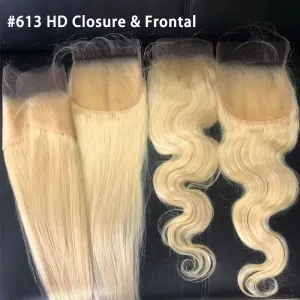 HD Lace #613 Blonde 4x4 5x5 6x6 7x7 Closure, 13x4 13x6 Frontal 100% Virgin Hair