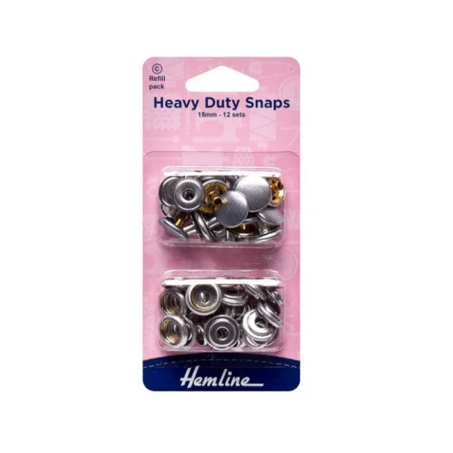 Heavy Duty Snaps Refill Pack 15mm  Nickel 12 sets