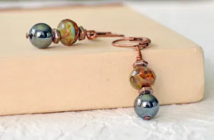 Hematite Magnetic Earrings Earthy Czech Glass
