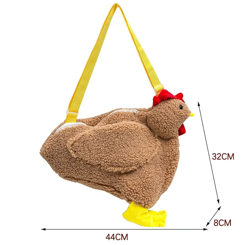 Hen Shape Plush Shoulder Bag: Women's Crossbody Purse