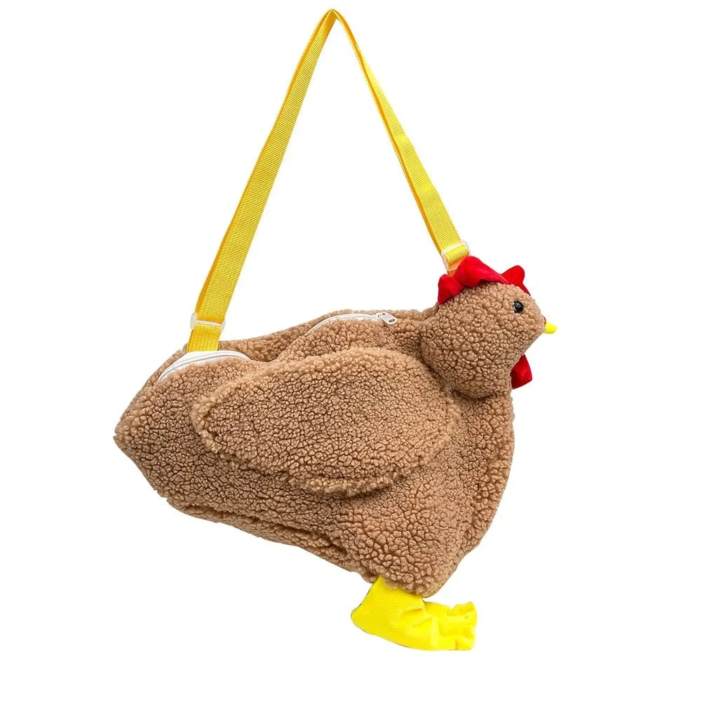 Hen Shape Plush Shoulder Bag: Women's Crossbody Purse