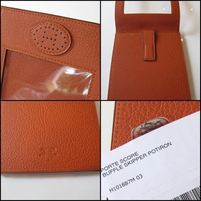 Hermes 2011 Potiron Buffle Leather Golf Score Holder NEW!