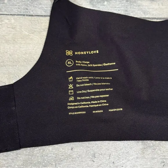 HONEYLOVE Silhouette Bra - Black - Size -XL - NEW WITHOUT TAG..!!!
