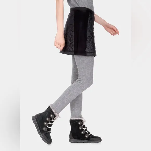 Icebreaker Merino Loft Helix Skirt Black Quilted Outdoor Hiking Skirt Size Med