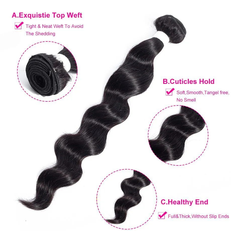 Indian Loose Deep Bundles With 4×4 Closure 10A Grade 100% Human Remy Hair MYLOCKME