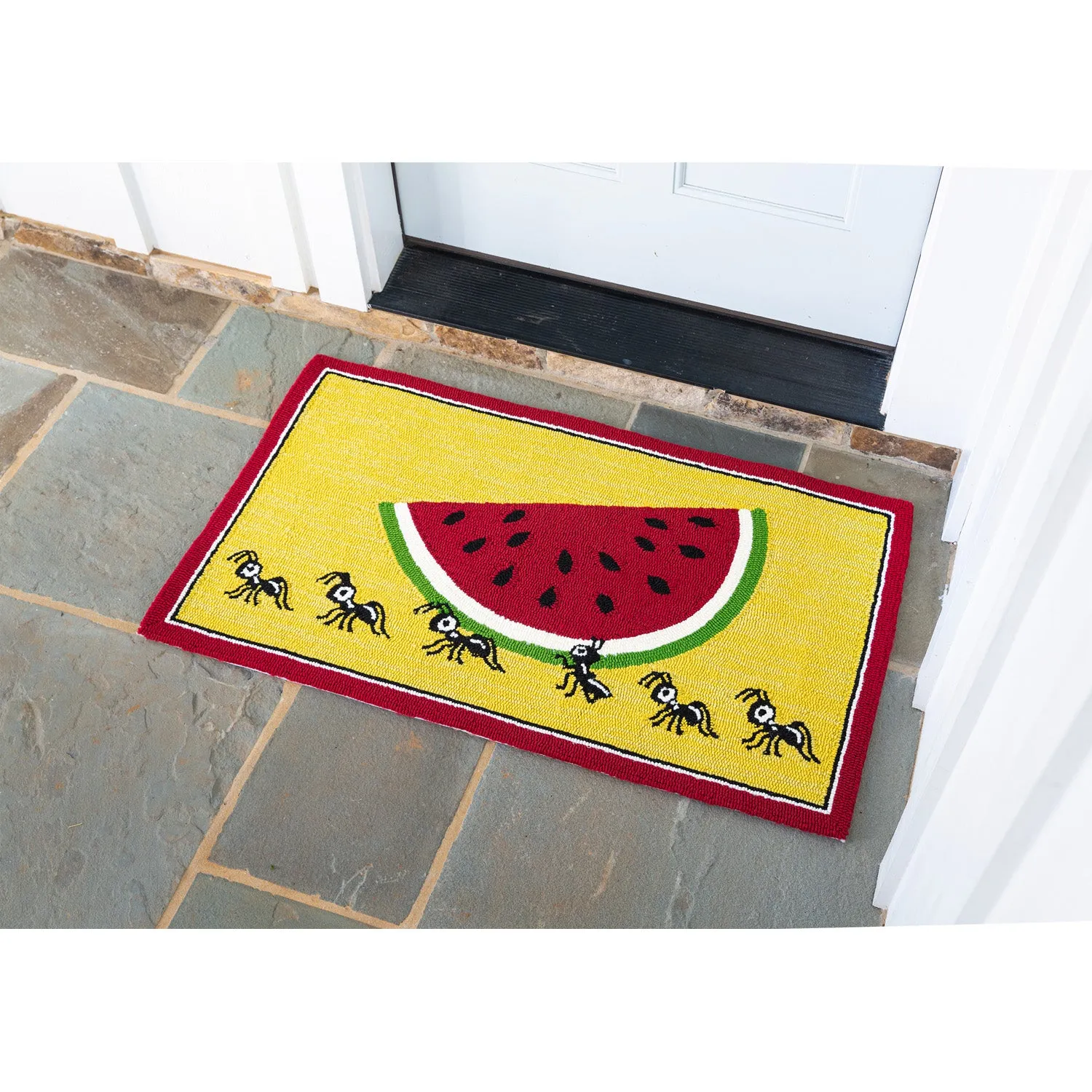 Indoor/Outdoor Summer Picnic Ants Hooked Polypropylene Accent Rug 24"x42",53d92