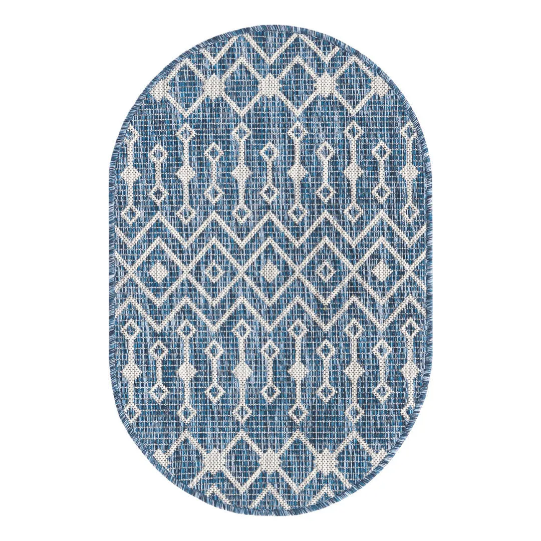 Innsbrook Southwestern Power Loom Teal Indoor/Outdoor Area Rug Laurel Foundry Modern Farmhouse® Rug Size: Oval 2'2" x 3'1"