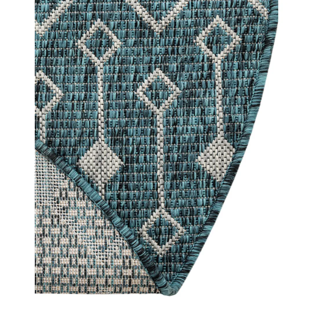 Innsbrook Southwestern Power Loom Teal Indoor/Outdoor Area Rug Laurel Foundry Modern Farmhouse® Rug Size: Round 10'