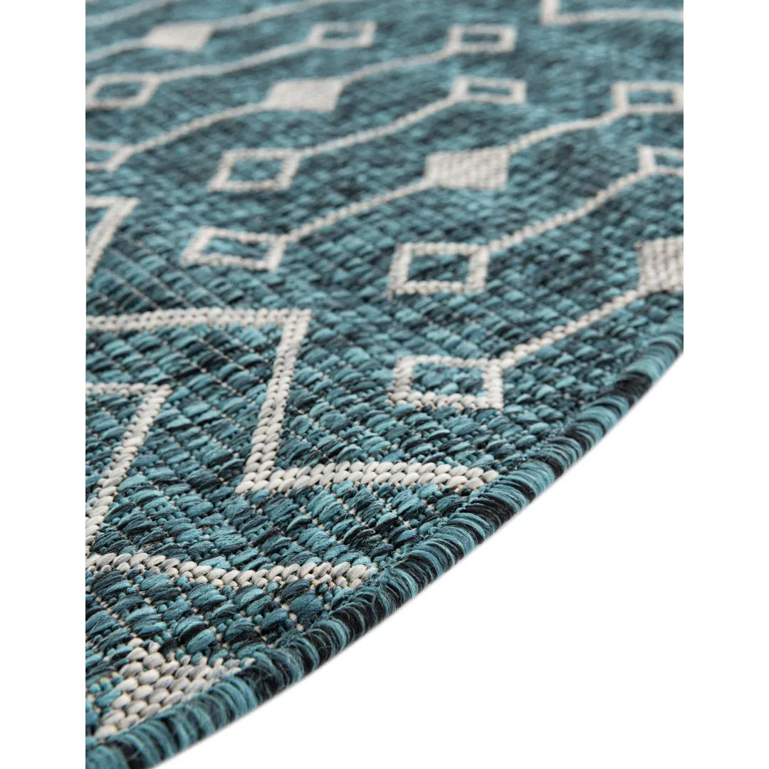 Innsbrook Southwestern Power Loom Teal Indoor/Outdoor Area Rug Laurel Foundry Modern Farmhouse® Rug Size: Round 10'