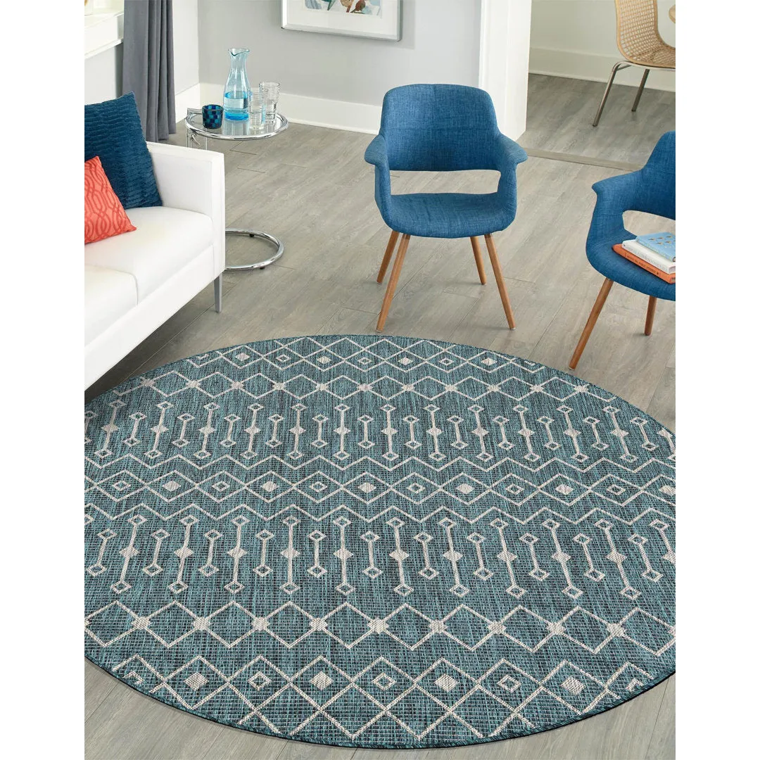 Innsbrook Southwestern Power Loom Teal Indoor/Outdoor Area Rug Laurel Foundry Modern Farmhouse® Rug Size: Round 10'