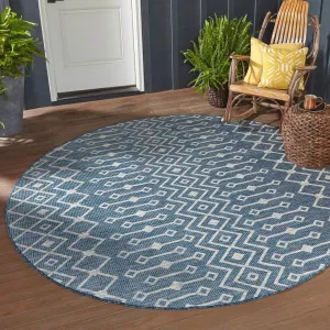 Innsbrook Southwestern Power Loom Teal Indoor/Outdoor Area Rug Laurel Foundry Modern Farmhouse® Rug Size: Round 10'