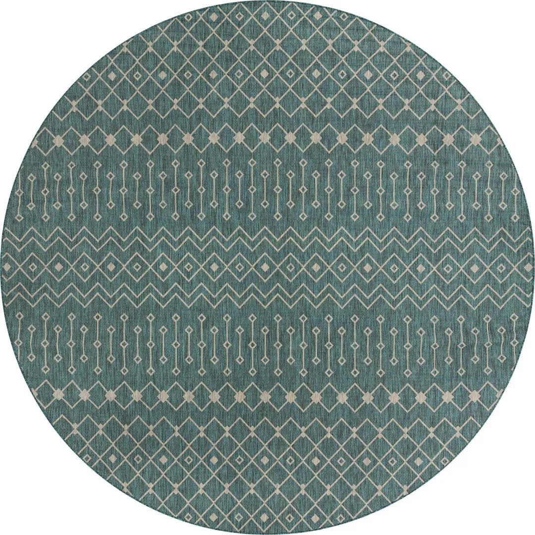 Innsbrook Southwestern Power Loom Teal Indoor/Outdoor Area Rug Laurel Foundry Modern Farmhouse® Rug Size: Round 10'