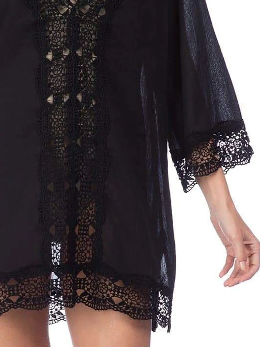Island Fare V Neck Tunic Black