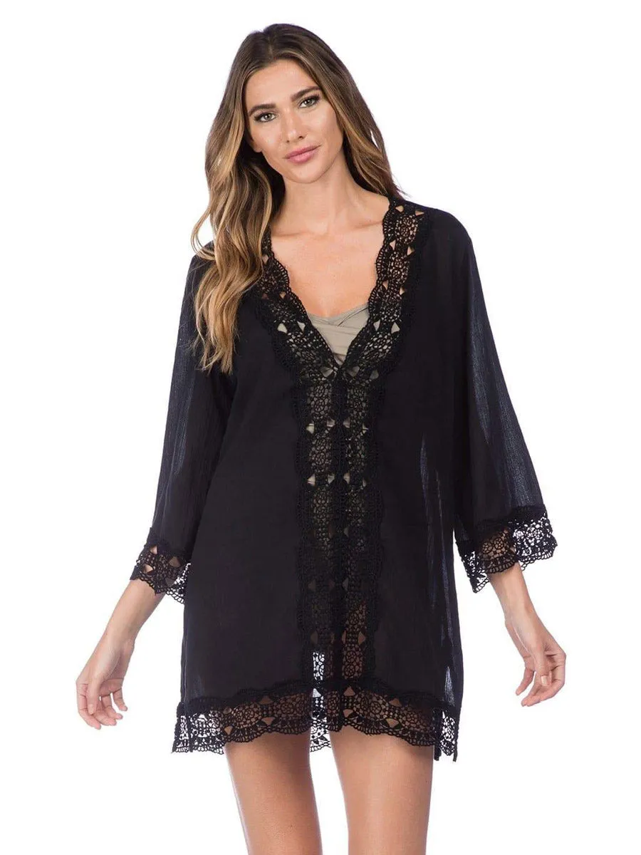 Island Fare V Neck Tunic Black