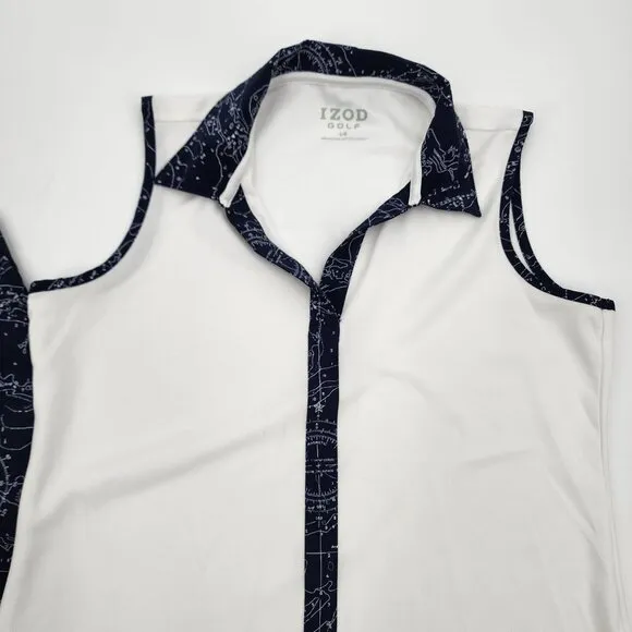 Izod Golf Womens Large Sleeveless Polo sz 12 Skort Set Navy White