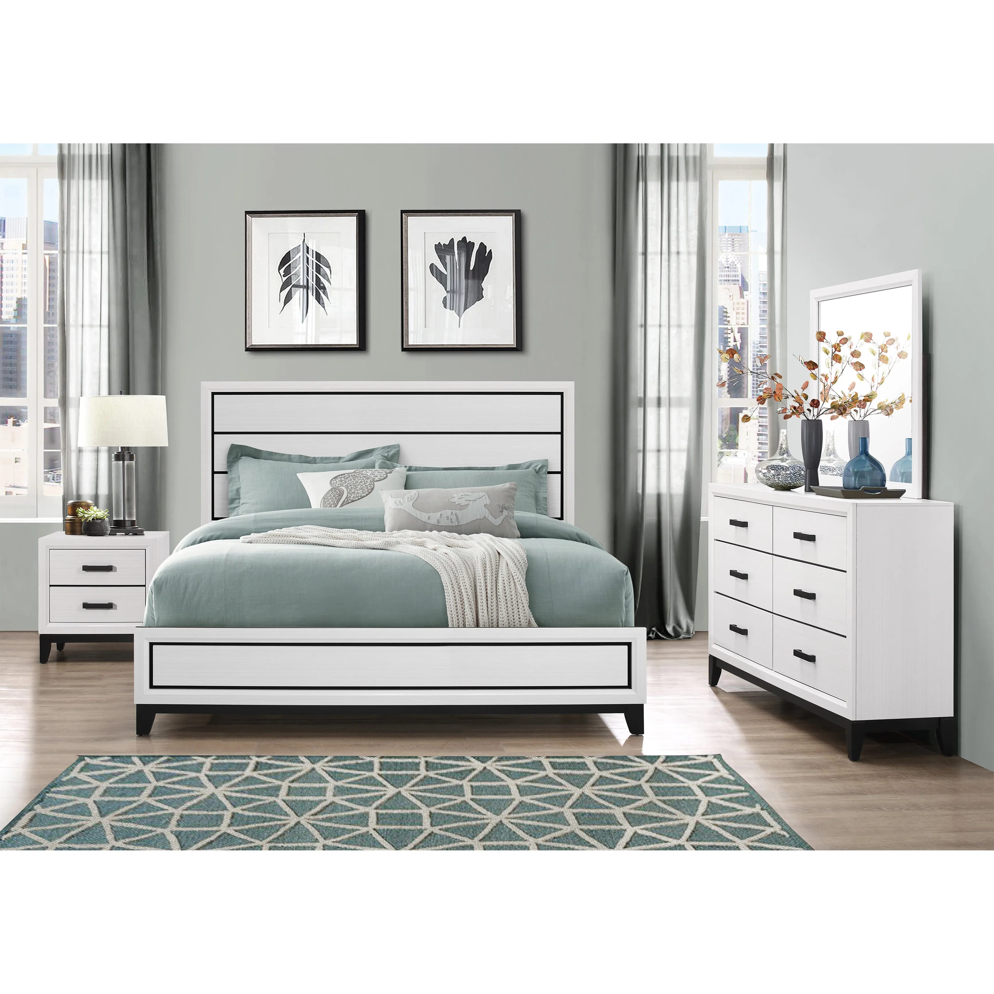 Kate Panel Bedroom Set (White)