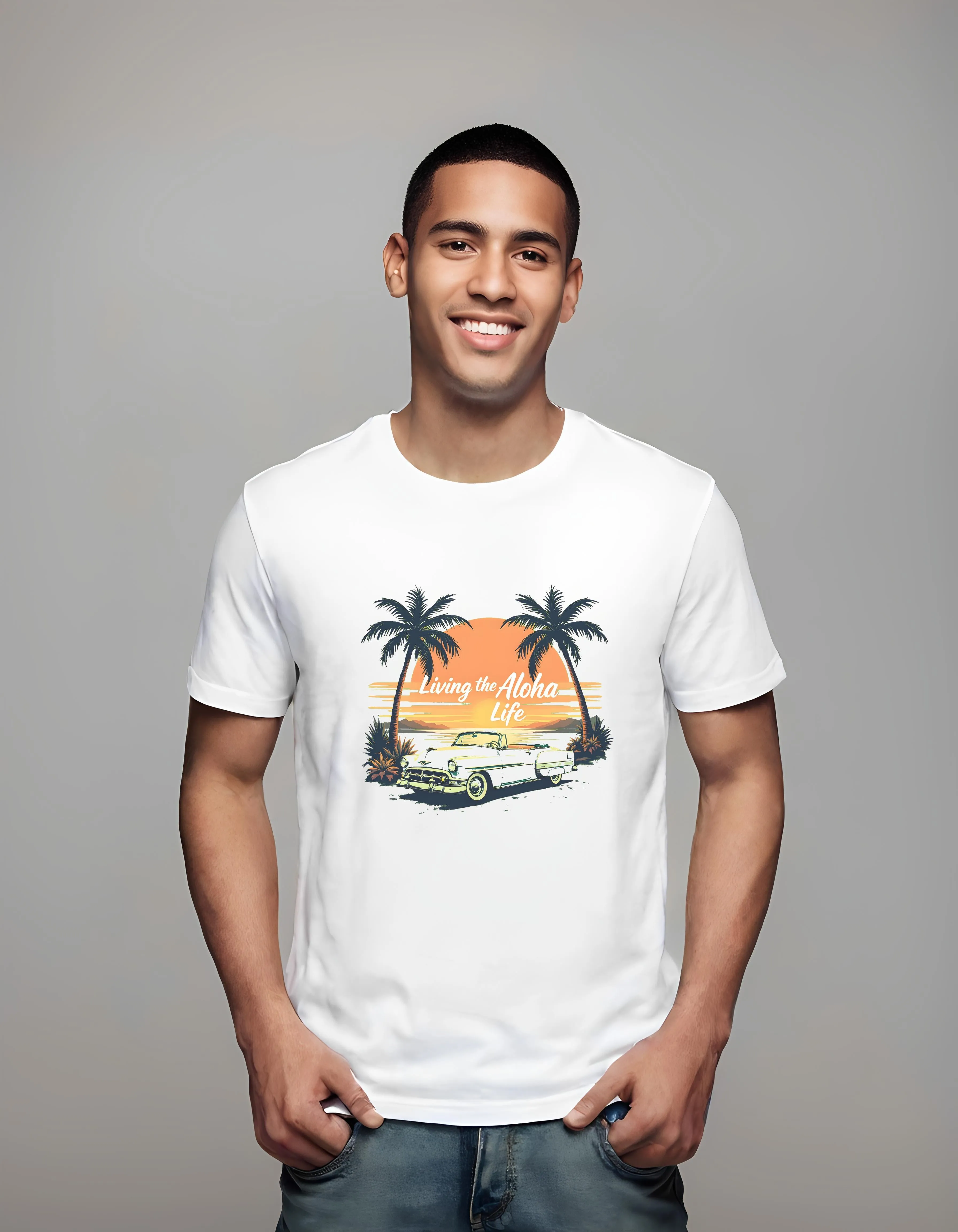 Living the Aloha Life Retro Design | Classic T-Shirt (Unisex)