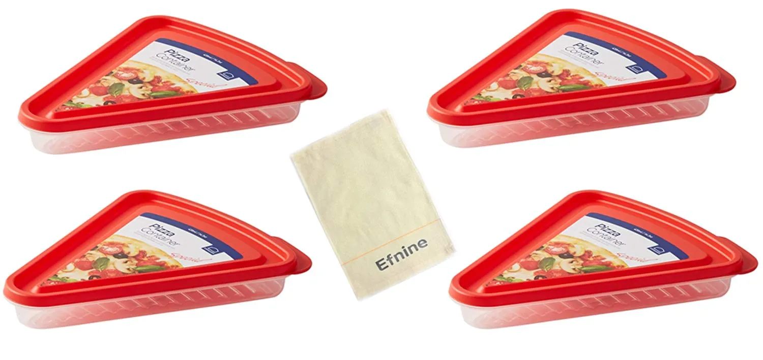 Lock & Lock Pizza Storage Container 420ml Set of 4pc and a Efnine Bamboo Yarn Kitchen Towel
