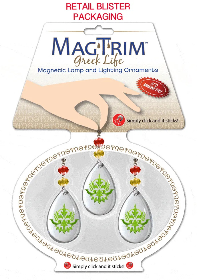 Logo Crystal - Crest- Alpha Delta Pi  (Set of 3) MAGNETIC ORNAMENT