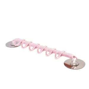 Longay Kitchen Wall Mounted Hooks Rack Bathroom Towels Racks Cooking Utensil Hanger Organizer (Pink)