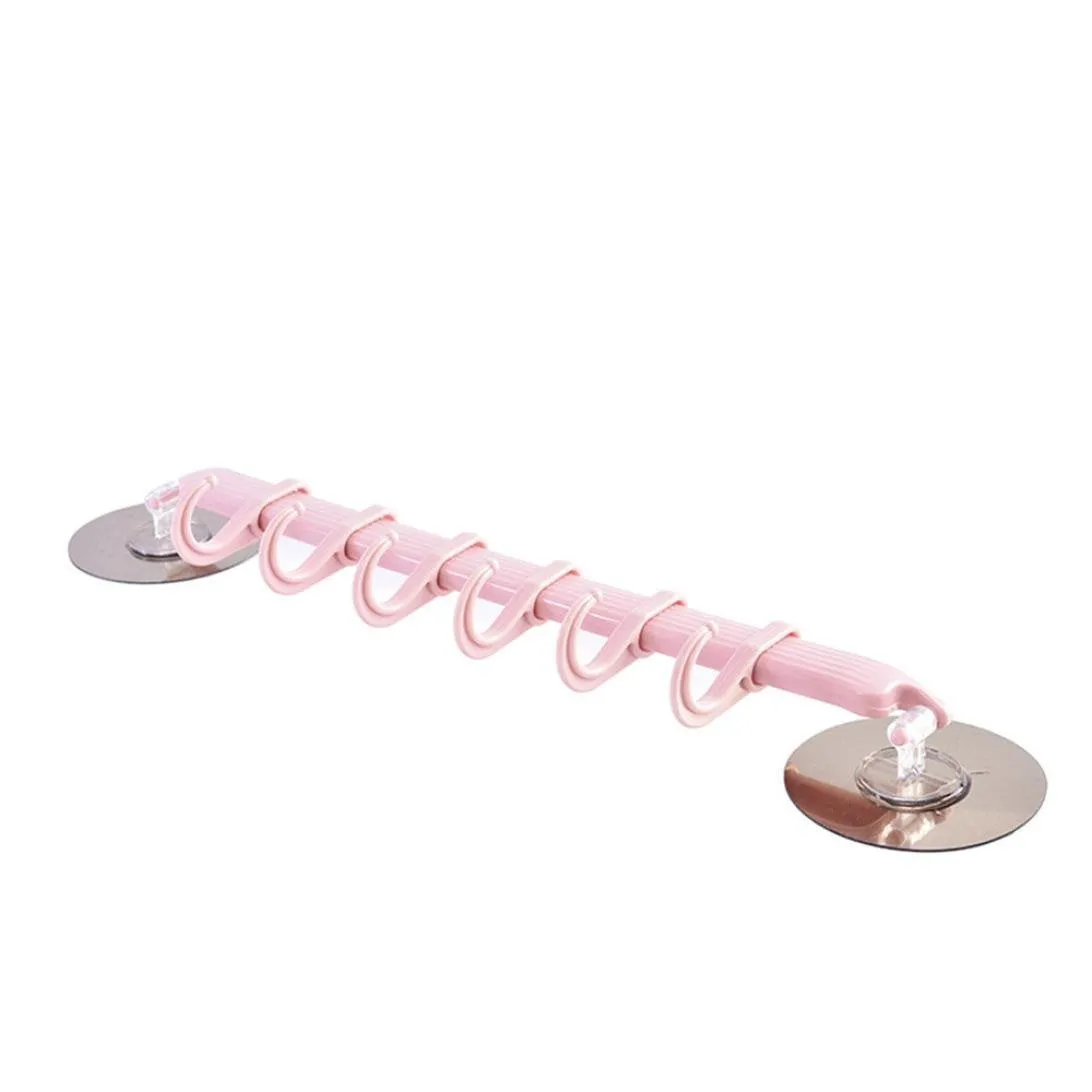 Longay Kitchen Wall Mounted Hooks Rack Bathroom Towels Racks Cooking Utensil Hanger Organizer (Pink)