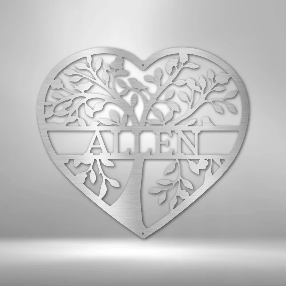 Loving Family Tree Monogram Steel Sign