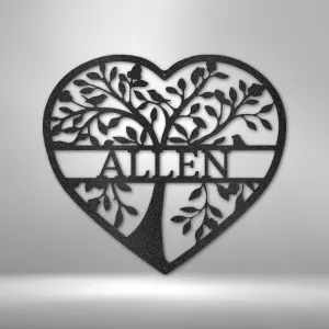 Loving Family Tree Monogram Steel Sign