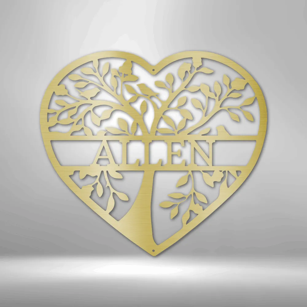 Loving Family Tree Monogram Steel Sign