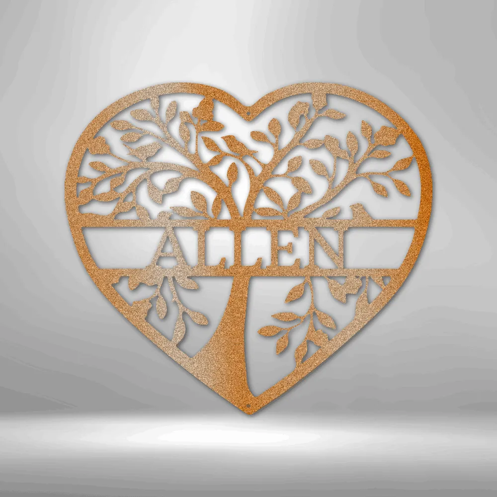 Loving Family Tree Monogram Steel Sign
