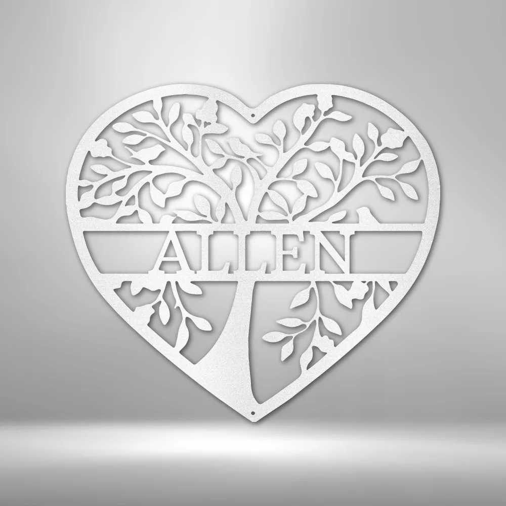 Loving Family Tree Monogram Steel Sign