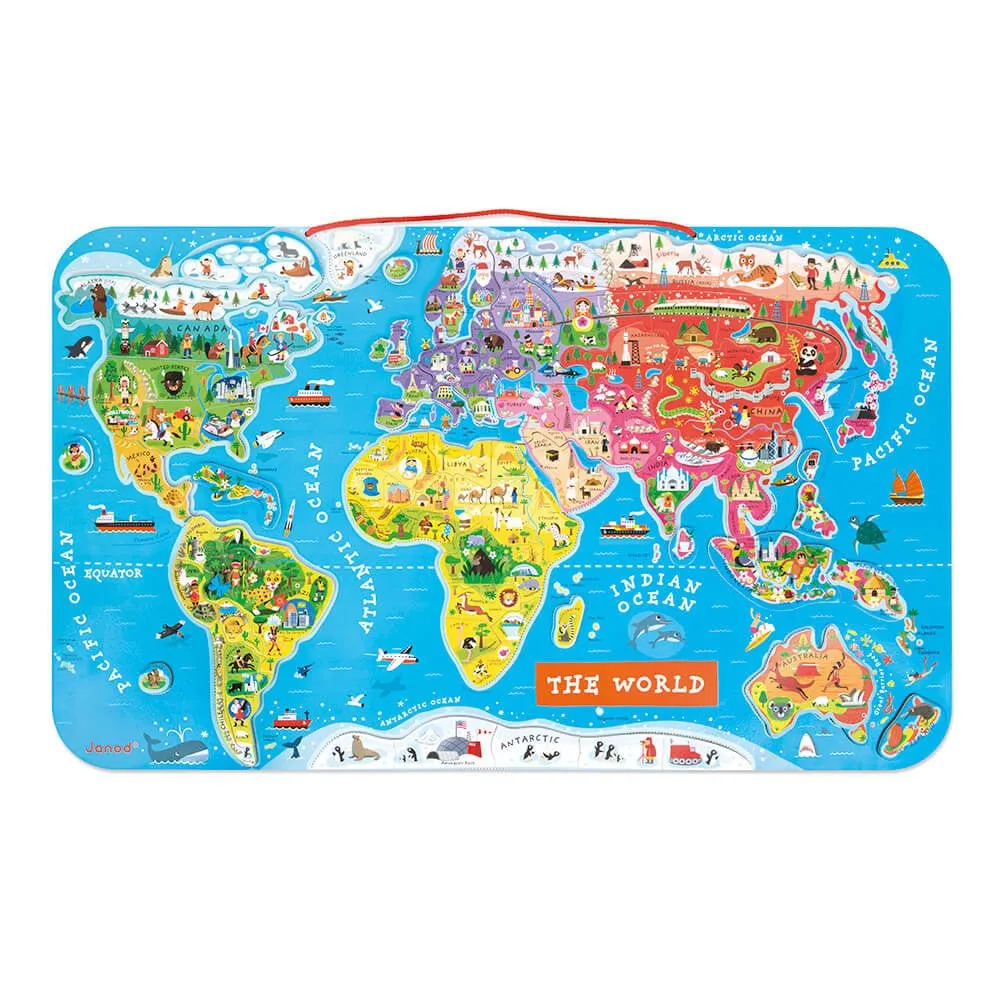 Magnetic World Puzzle Map- English