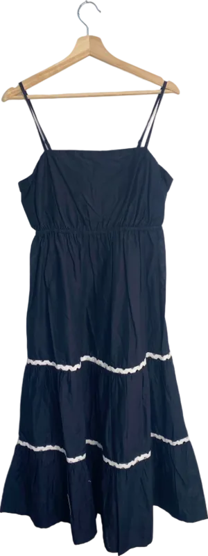 M&S Black Beach Dress with White Lace Trim UK 12 Regular