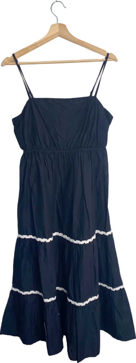 M&S Black Beach Dress with White Lace Trim UK 12 Regular