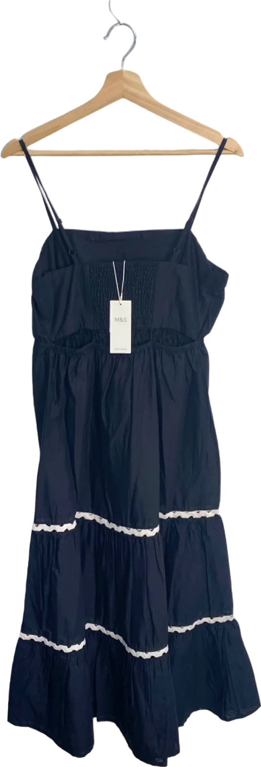 M&S Black Beach Dress with White Lace Trim UK 12 Regular
