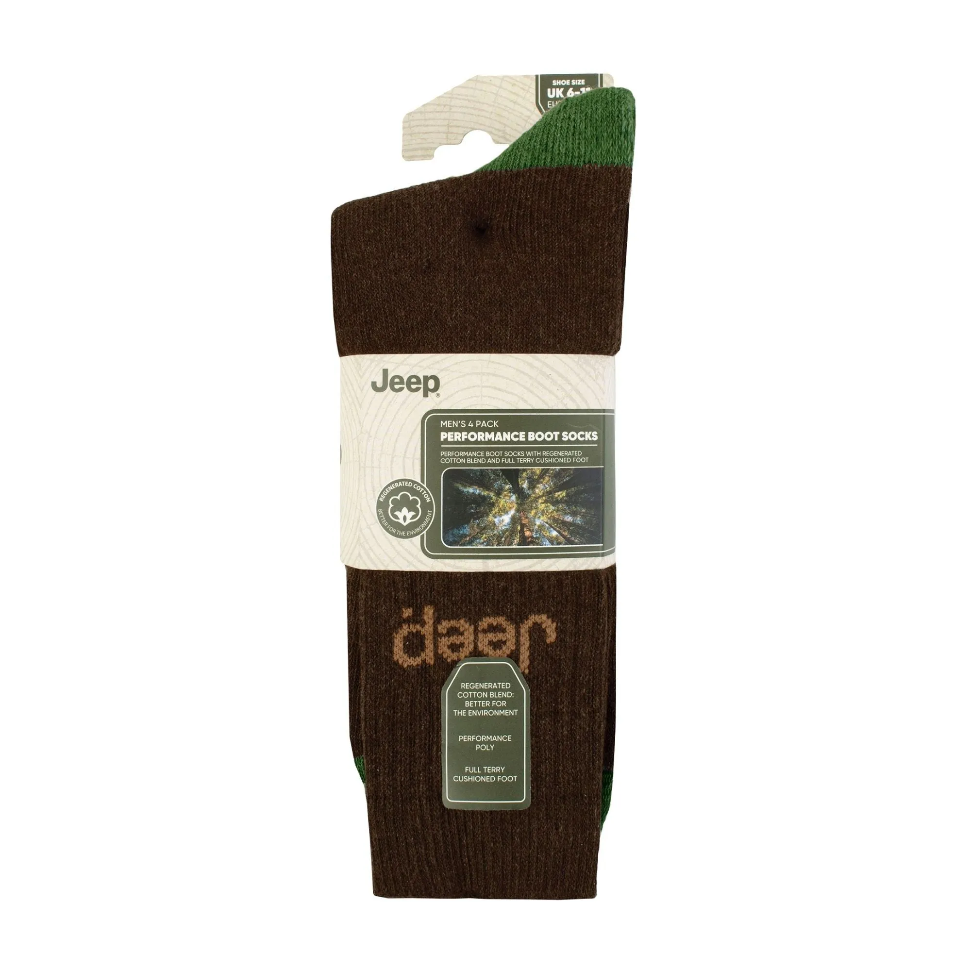 Men's 4 Pack Recycled Cotton Boot Socks | Thick Knit Full Cushioned Socks