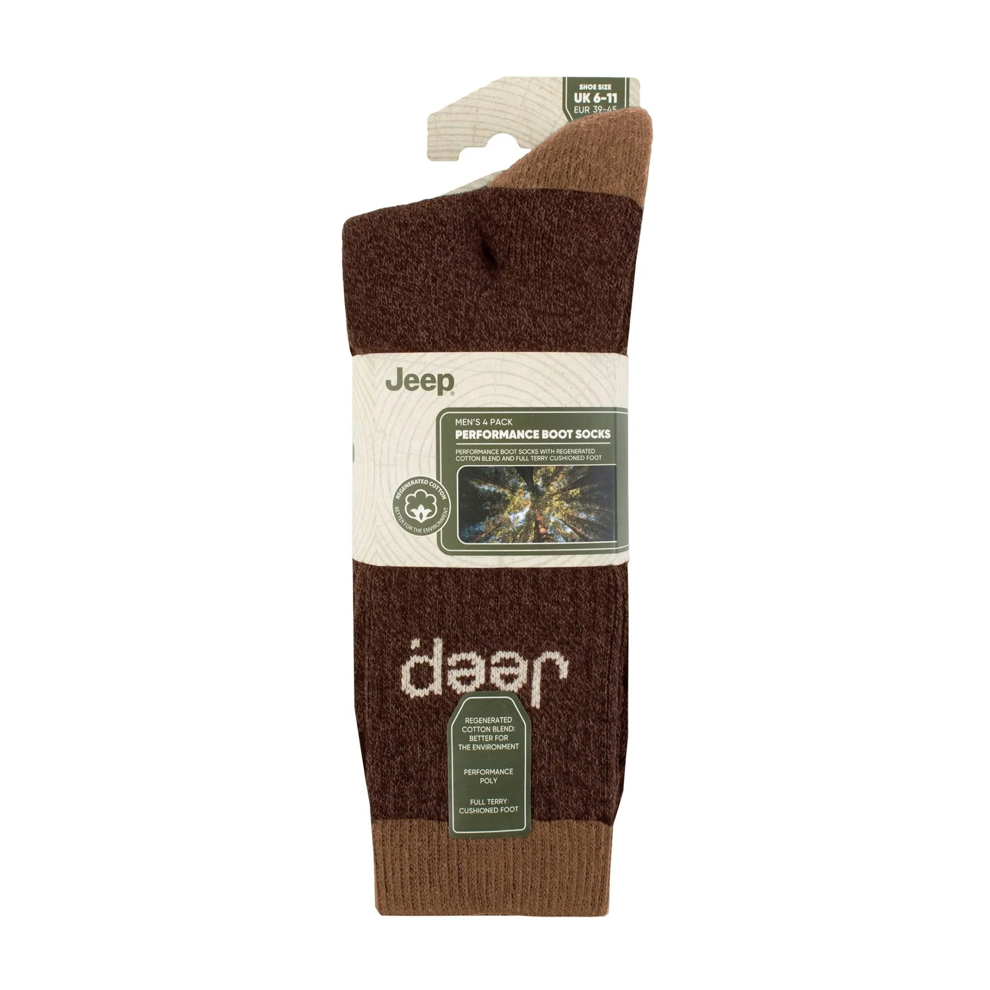 Men's 4 Pack Recycled Cotton Boot Socks | Thick Knit Full Cushioned Socks