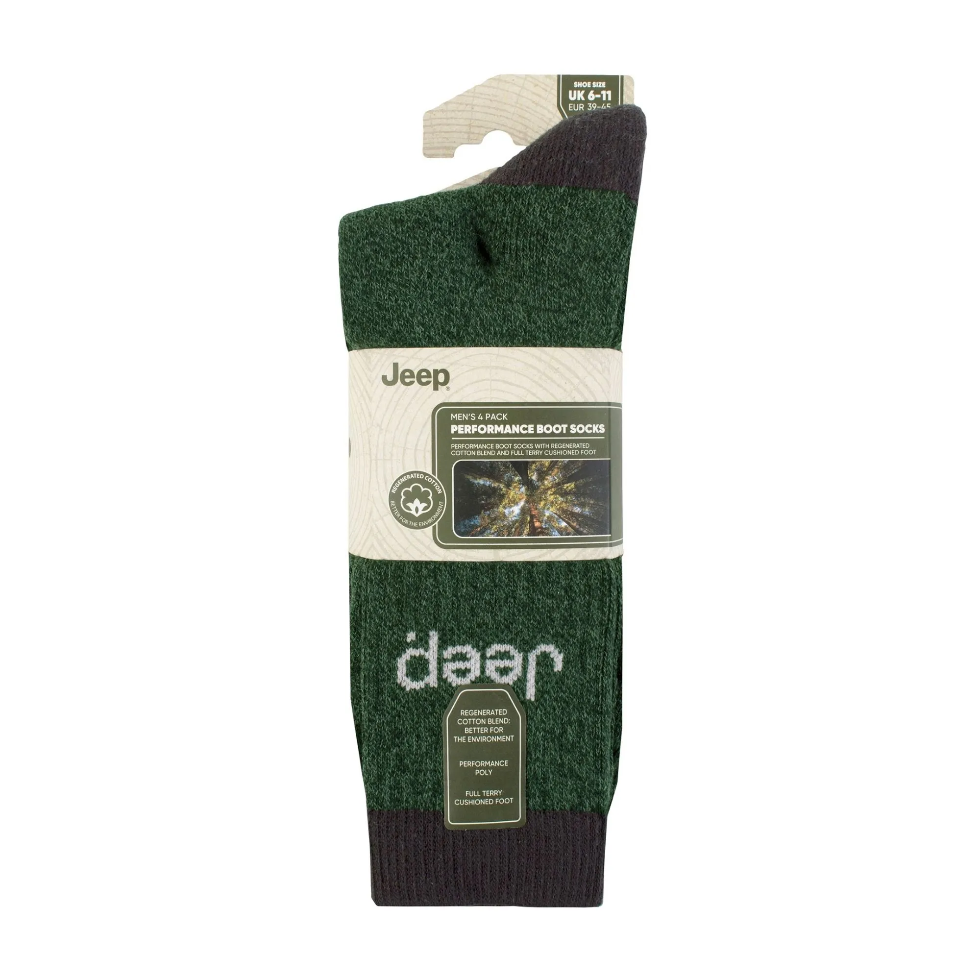 Men's 4 Pack Recycled Cotton Boot Socks | Thick Knit Full Cushioned Socks
