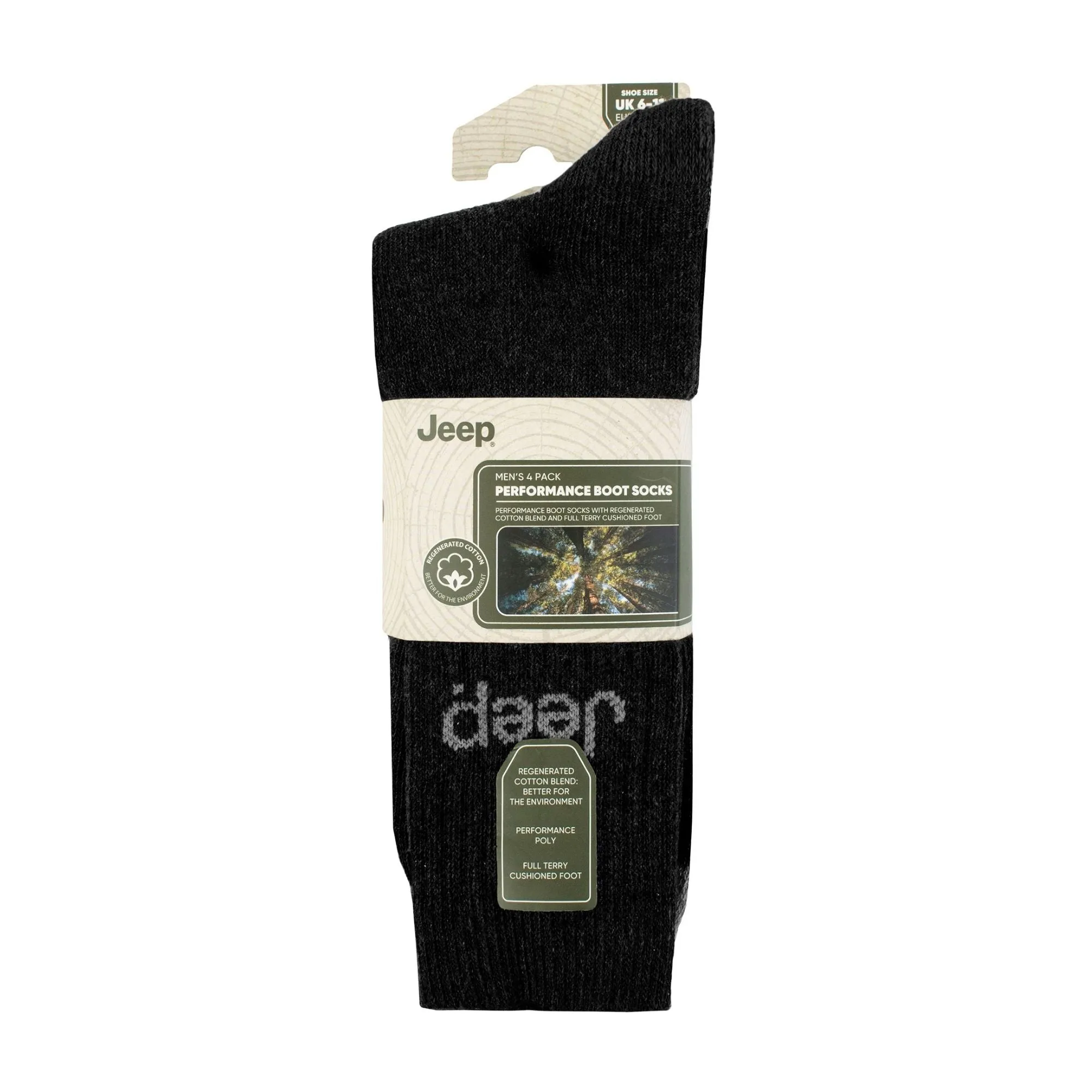Men's 4 Pack Recycled Cotton Boot Socks | Thick Knit Full Cushioned Socks