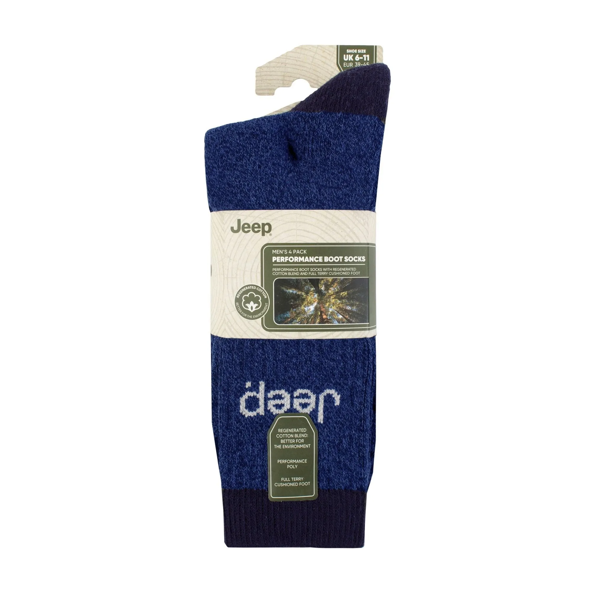 Men's 4 Pack Recycled Cotton Boot Socks | Thick Knit Full Cushioned Socks
