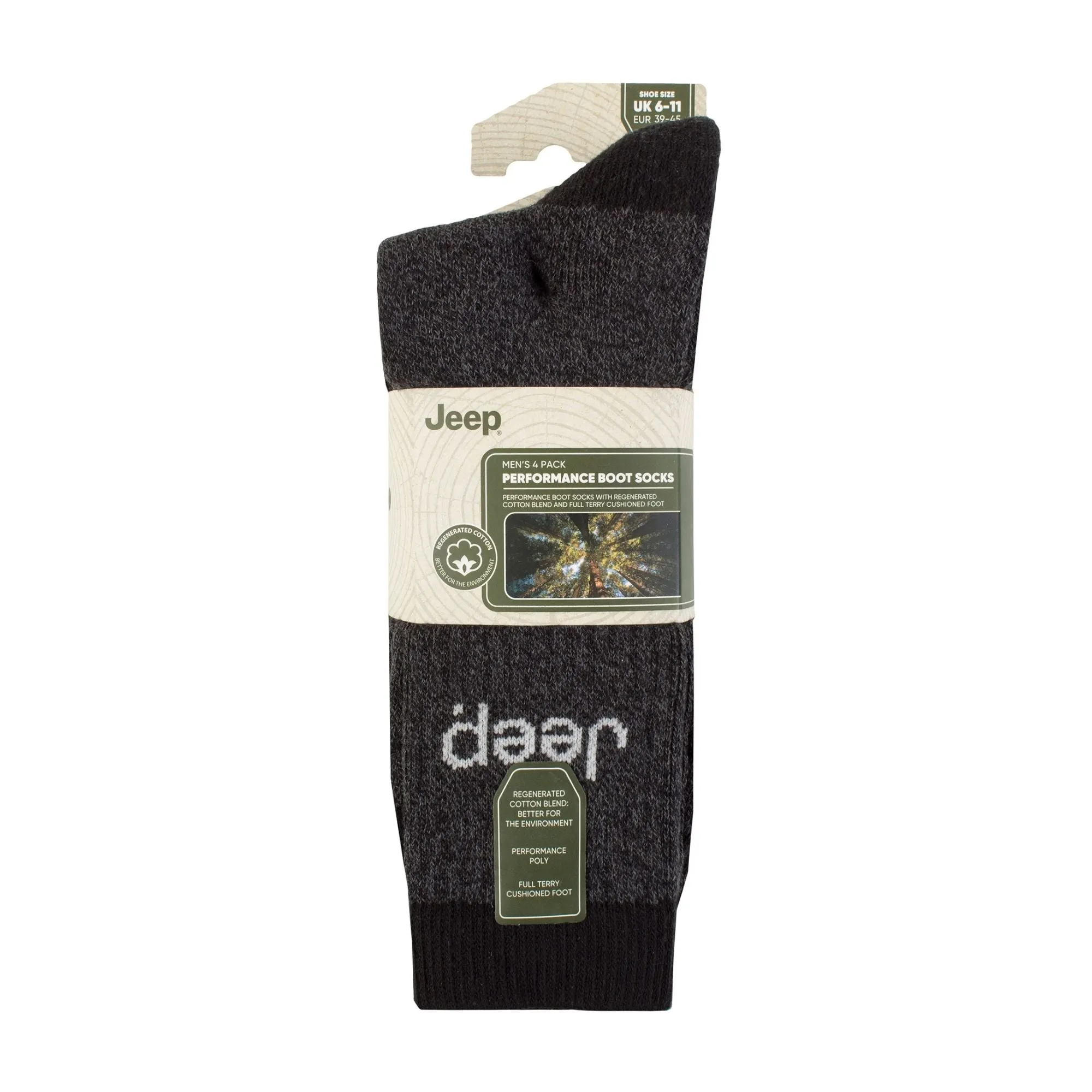 Men's 4 Pack Recycled Cotton Boot Socks | Thick Knit Full Cushioned Socks