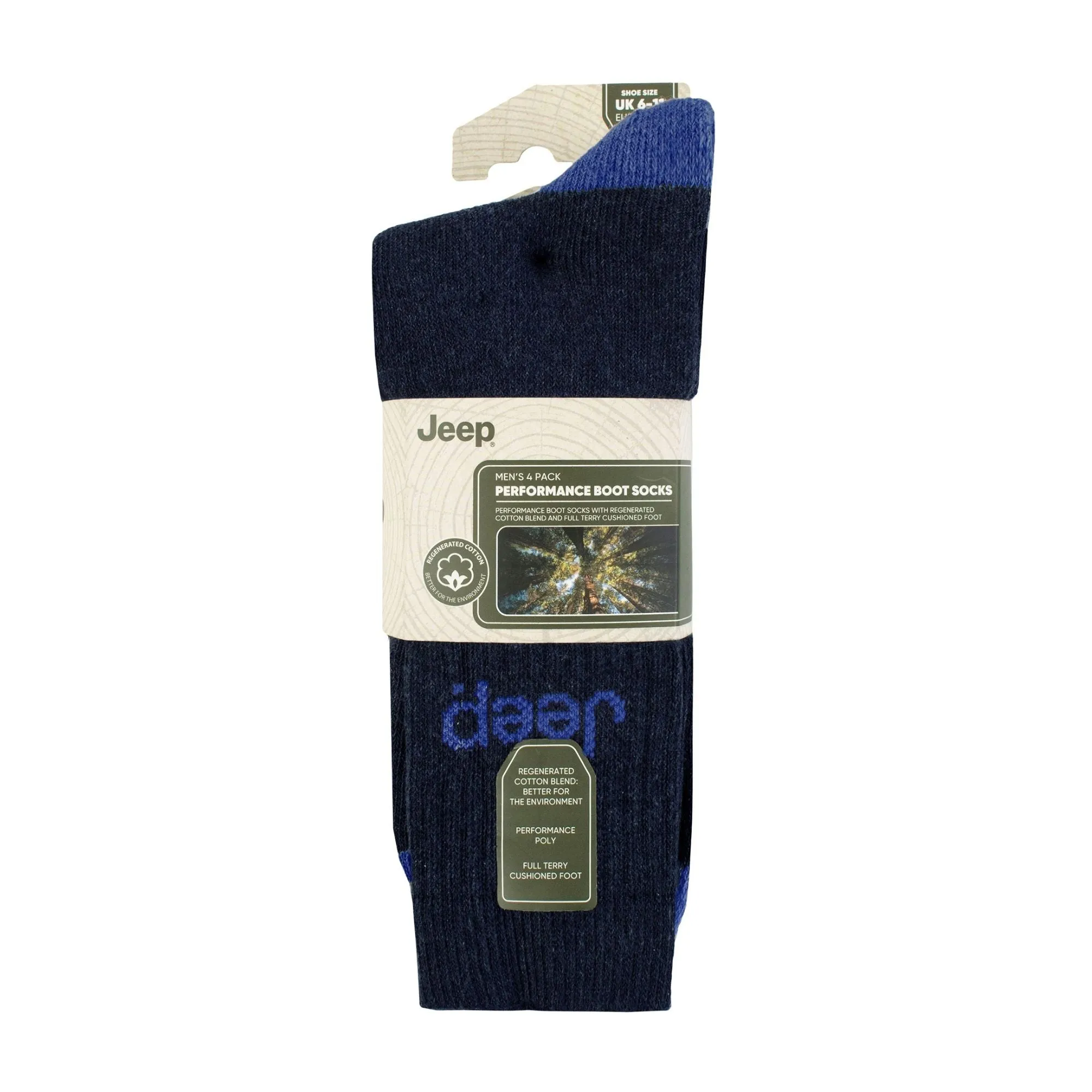 Men's 4 Pack Recycled Cotton Boot Socks | Thick Knit Full Cushioned Socks
