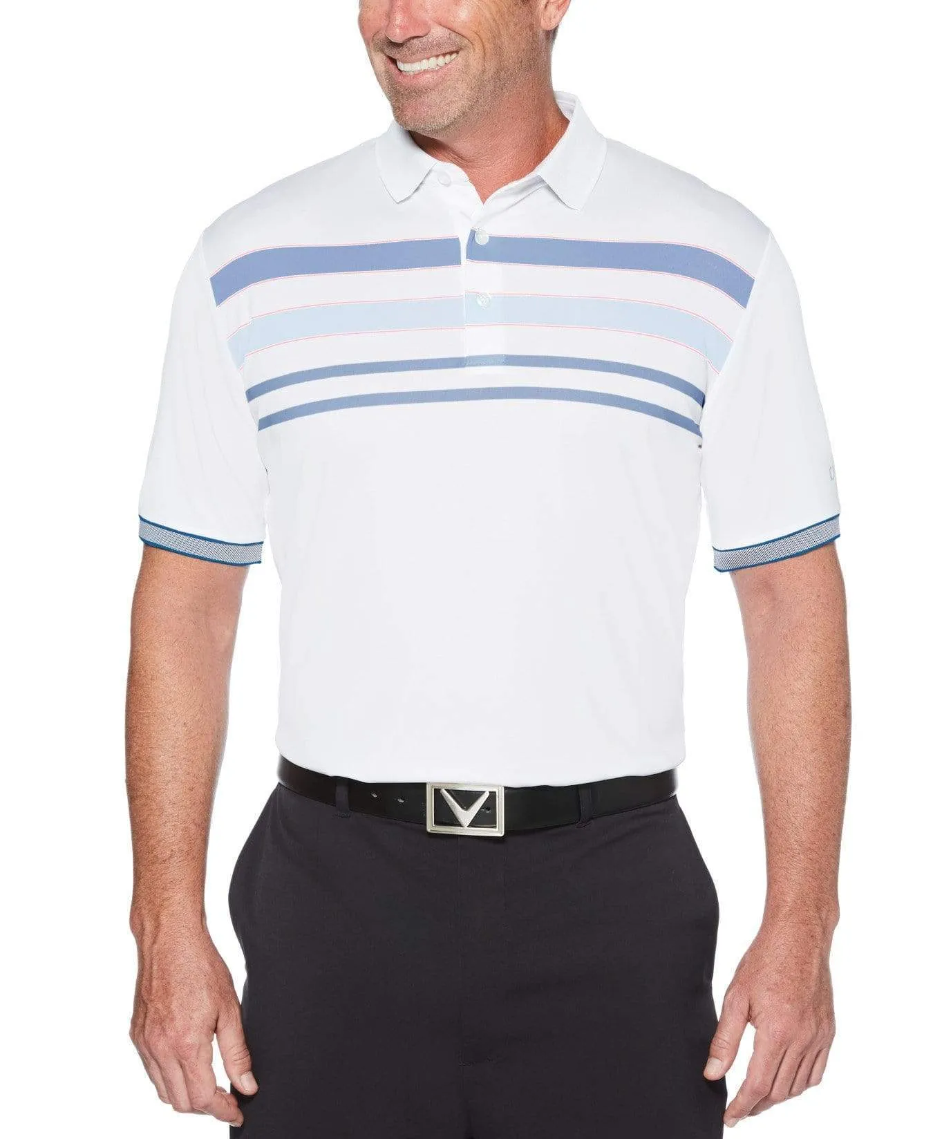Mens Engineered Chest Stripe Polo