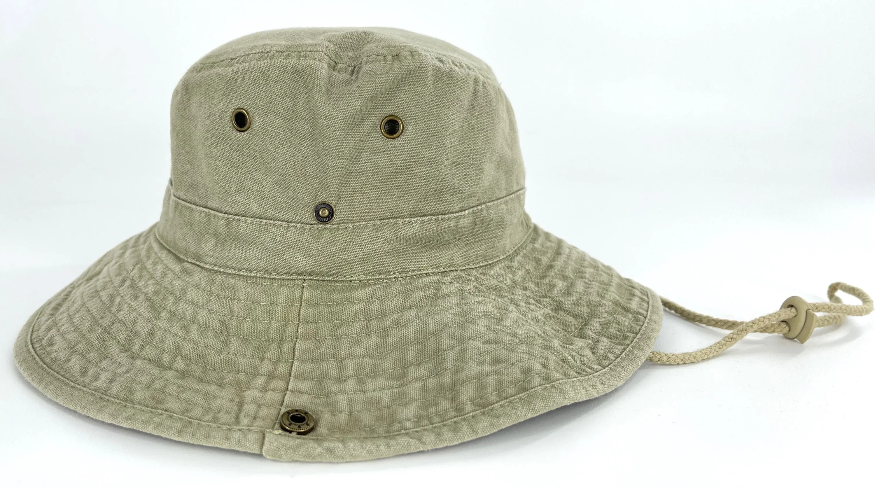 Men's Safari Hat Stonewashed Cotton Cowboy Aussie Outback Wide-Brimmed Sun Hat