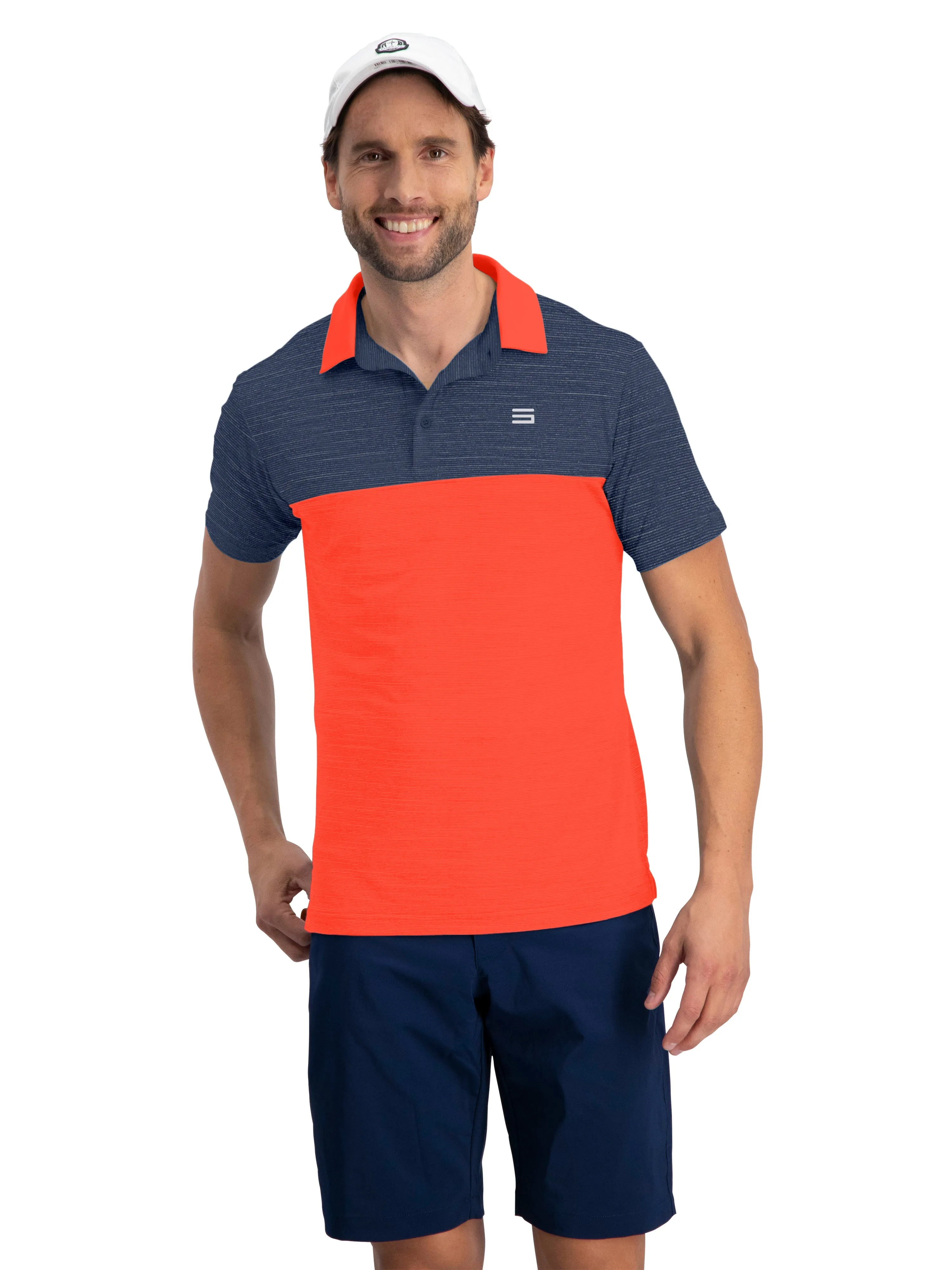Men's Two-Tone Heathered Dry-Fit Golf Polos (Select Colors Only)
