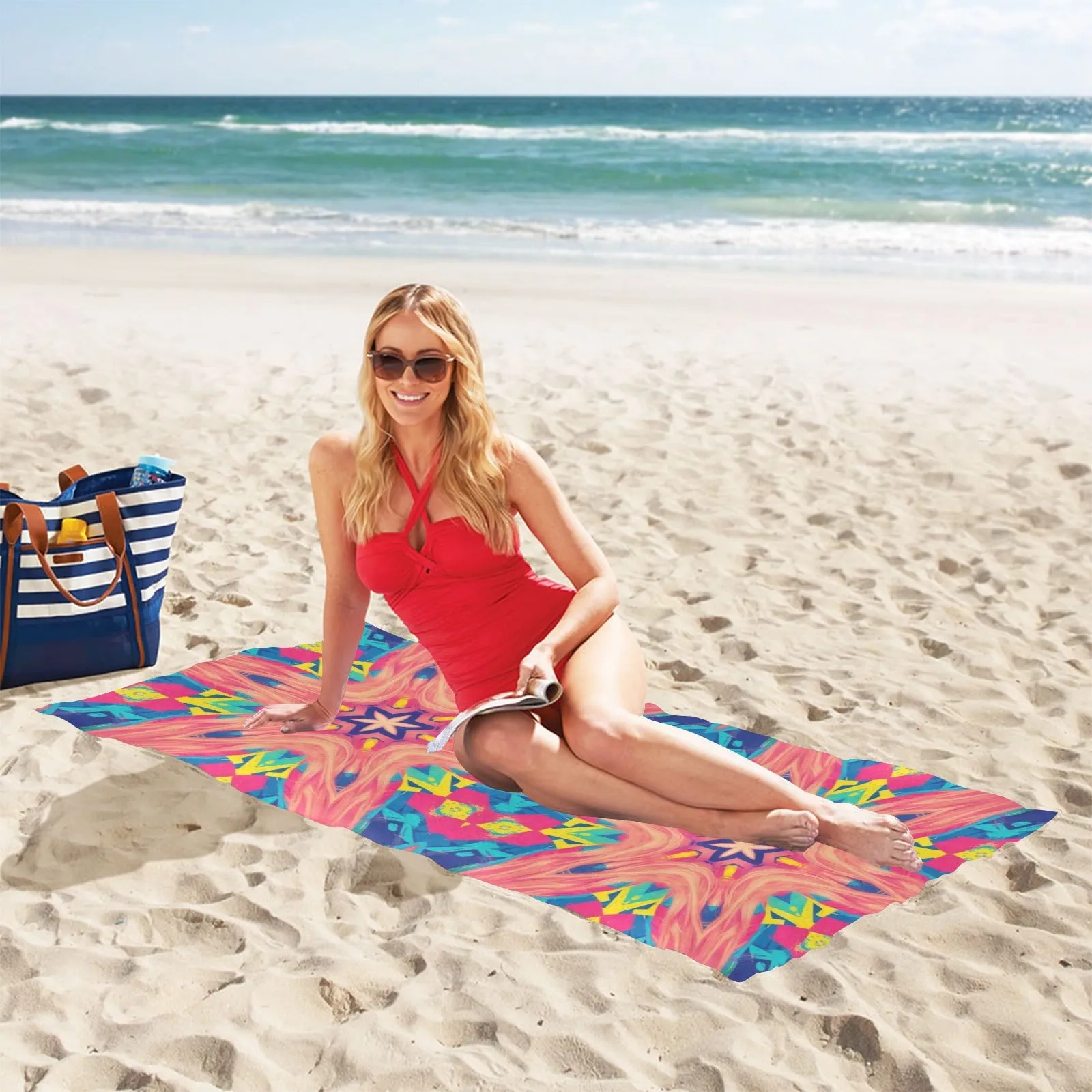 Muted Colorful Star Beach Towel - 30"x 60" (Made In USA)