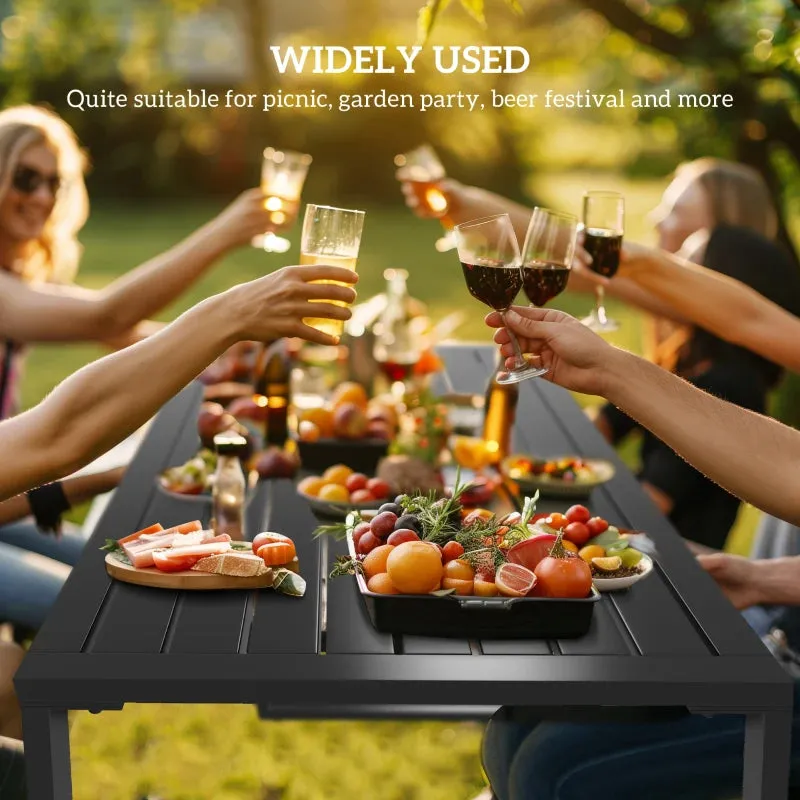 New ASSEMBLED Outsunny 3 Pieces Outdoor Metal Picnic Table Set with 2 Benches, for Garden, Patio, Black! Has few minor scuffs from transport Retails $320 